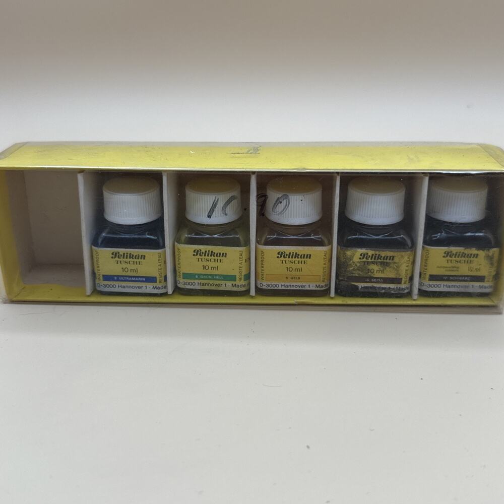 Vintage Pelikan Drawing Ink Lot Set 523 - 5 Piece Made in Germany